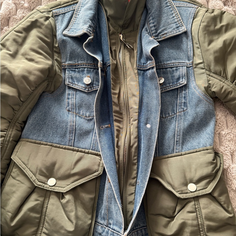 Denim and Olive Green Jacket - Picture 5 of 7